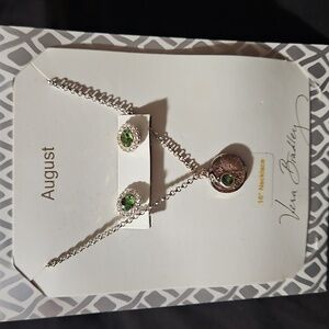 Vera Bradley Silver Necklace with Green Accents